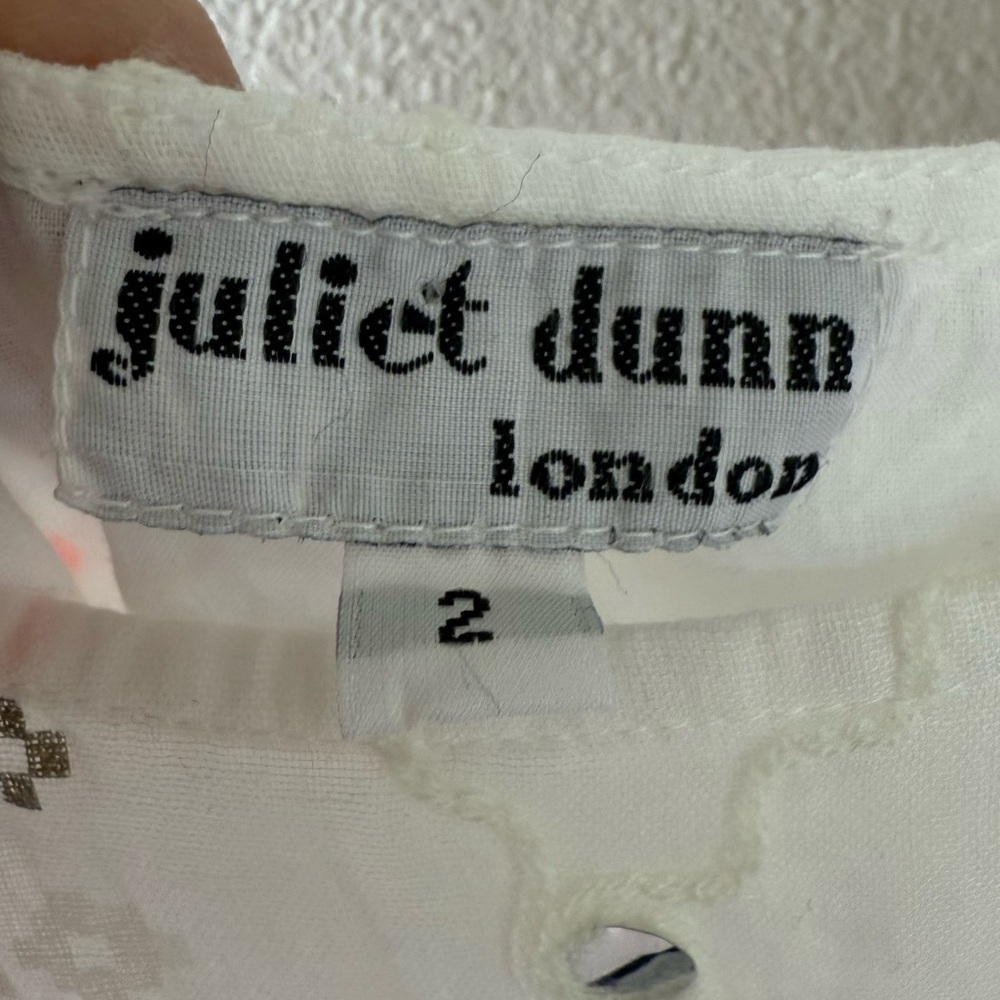 Juliet Dunn Nomad Embroidered Mirrored Cotton Mini Dress White Coral Boho 6/8 - Picture 8 of 15